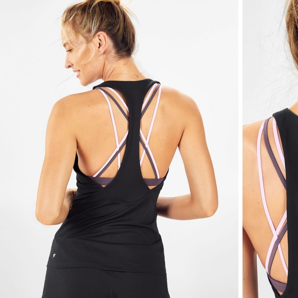 Fabletics Boost Built-In Bra Tank | Color Black/P… - image 5